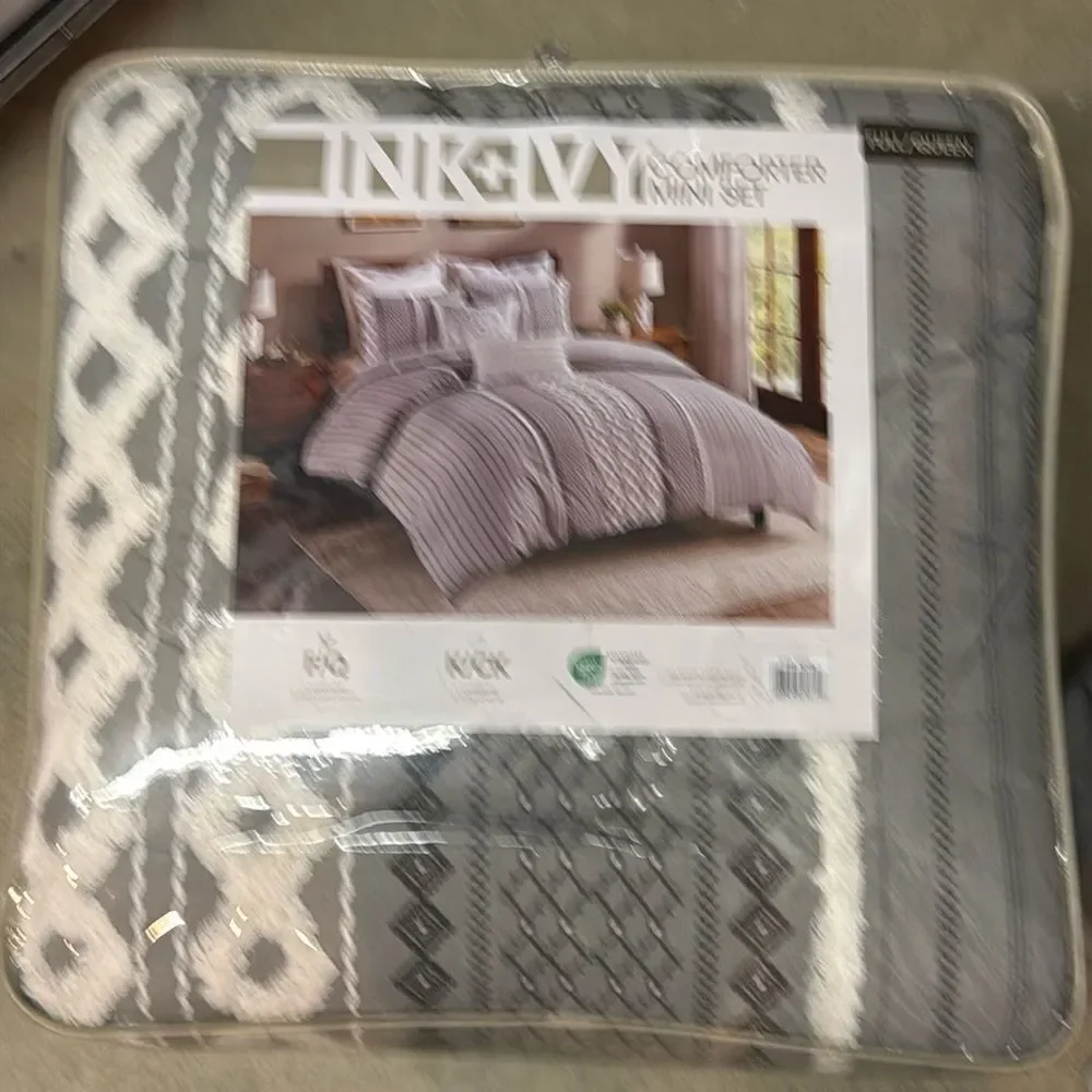 INK+IVY Imani 100% Cotton Comforter Matching‎ Shams, Full/Queen, Ivory 3 Piece
